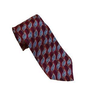 Ermenegildo Zegna Neck Tie Red/Blue 100% Silk Abstract Floral Italy 58"x3.5"